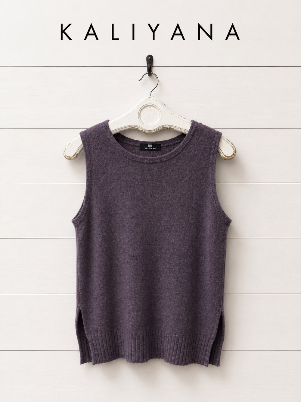 KALIYANA Purple Knit Sweater Vest S/M